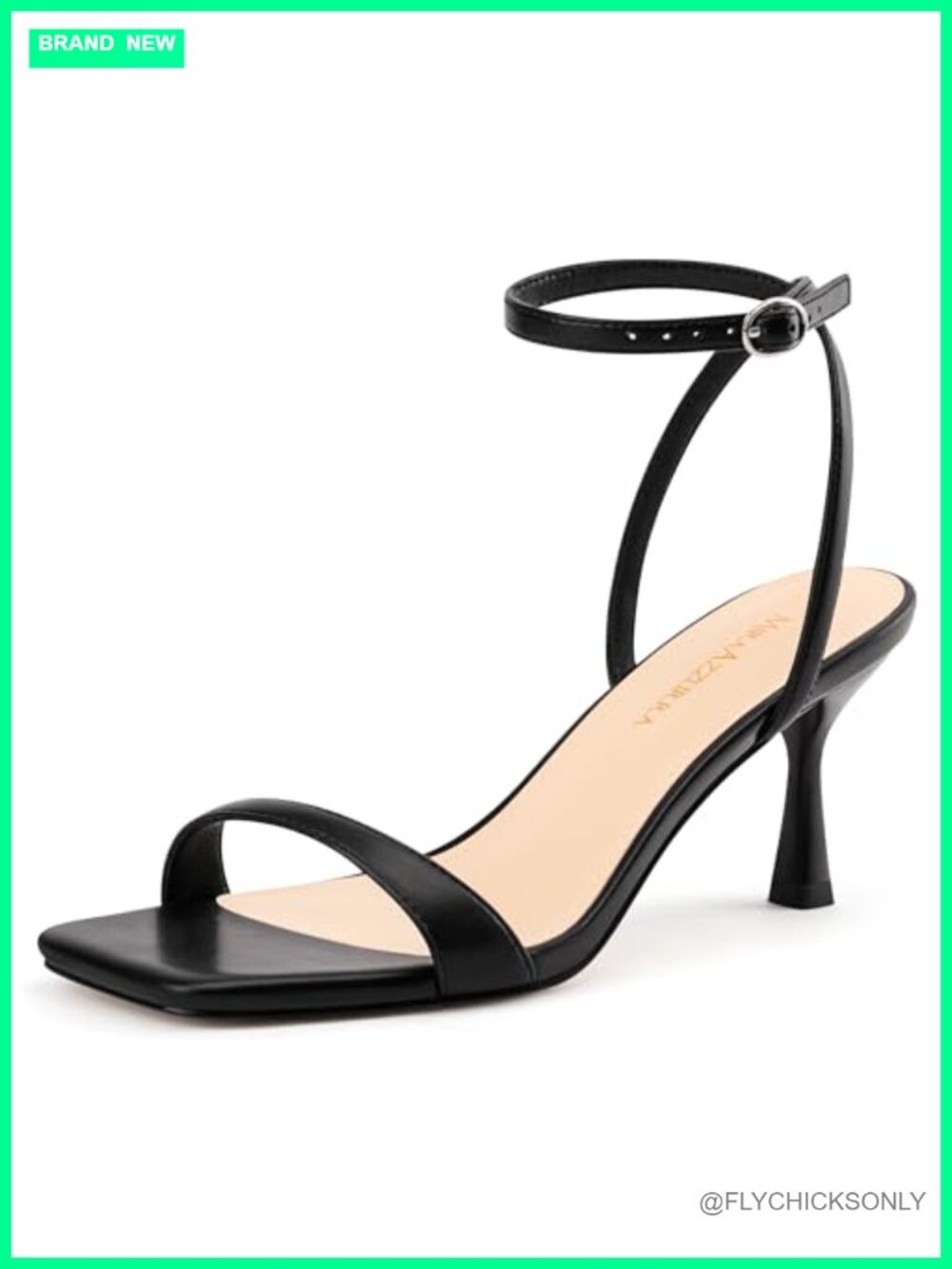 Strappy Kitten Heel Sandals Faux Leather Square Toe Buckle Women